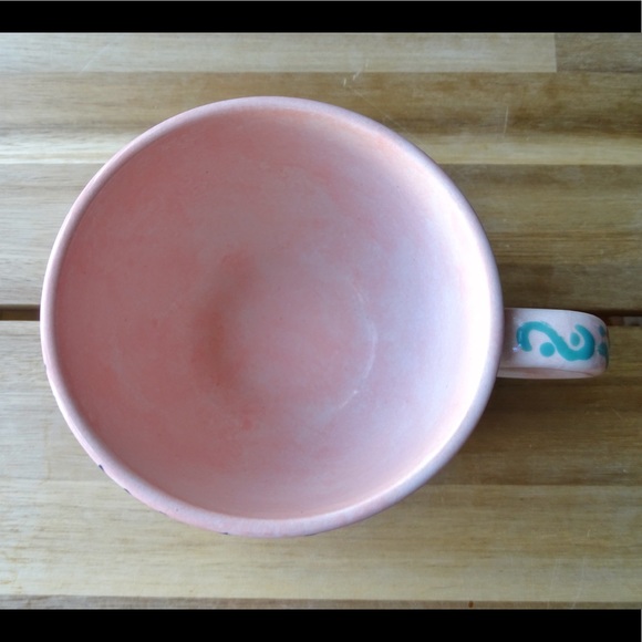 Latte cappuccino coffee Mug: pink hand painted - Picture 3 of 3